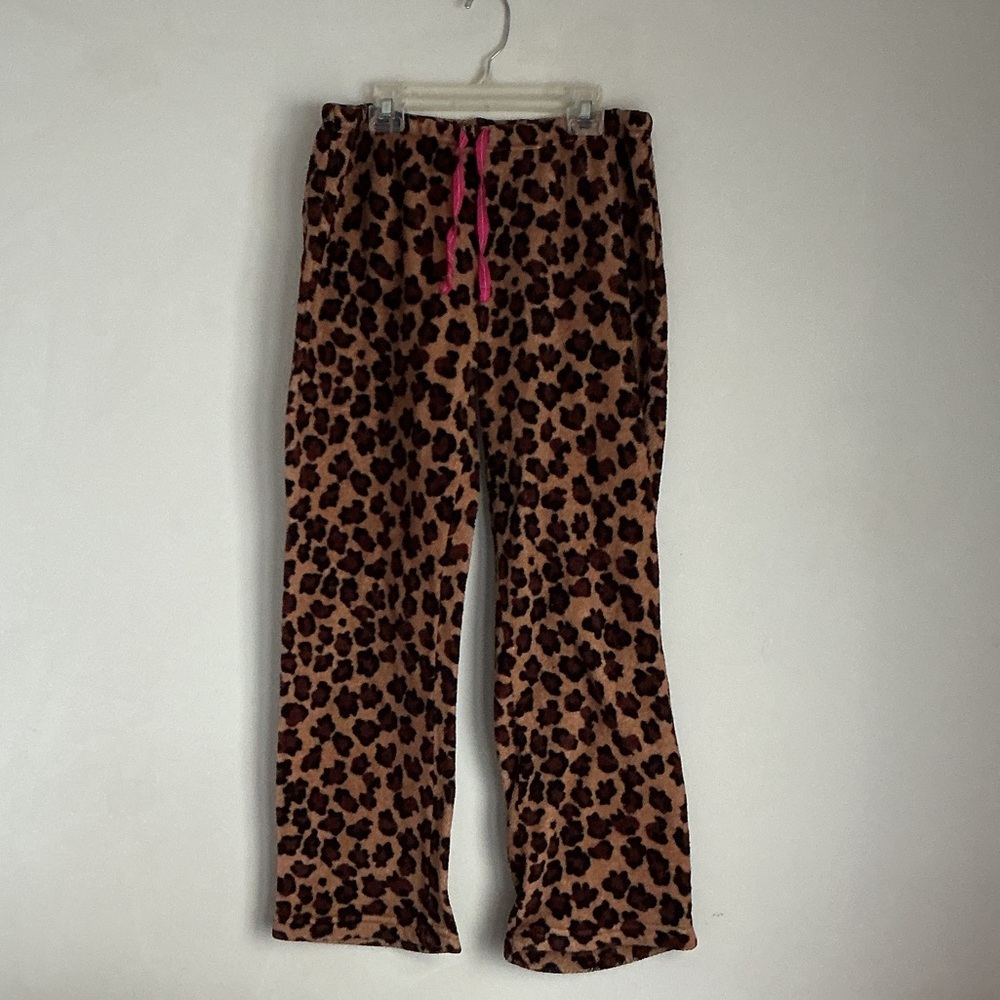 Pj Couture Leopard Print Joggers with Pink Drawstring